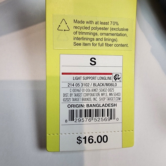 New Black Sports Bra All in Motion Light Support Athletic Bra NWT Size S - Picture 4 of 9